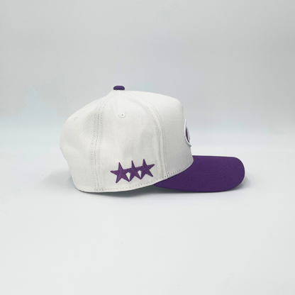 Invincible Exclusives INV Staple Logo Snapback || White / Purple