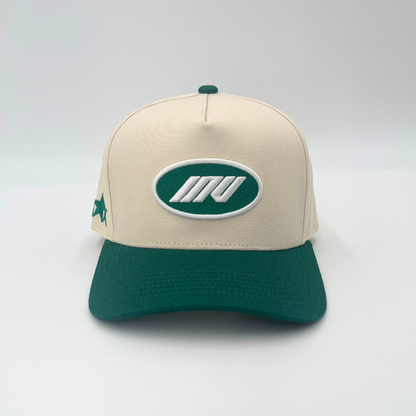 INV Staple Logo Snapback || Cream / Green