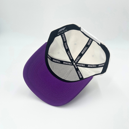 Invincible Exclusives INV Staple Logo Snapback || White / Purple