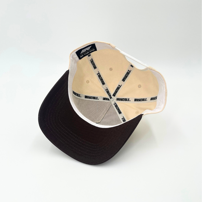 Invincible Exclusives INV Staple Snapback Hat - Cream / Brown - Streetwear brand for those on a mission