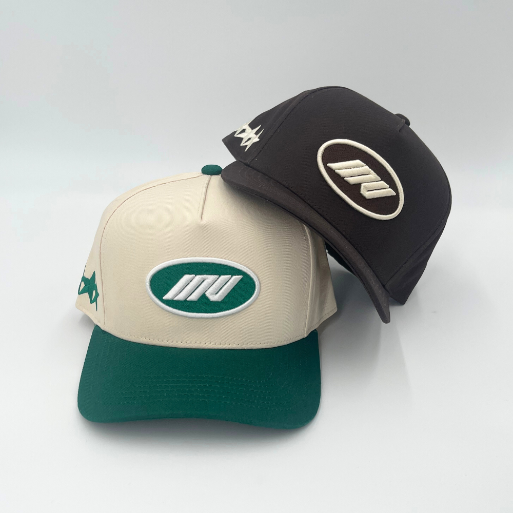 INV Staple Logo Snapback || Cream / Green + Brown / Cream