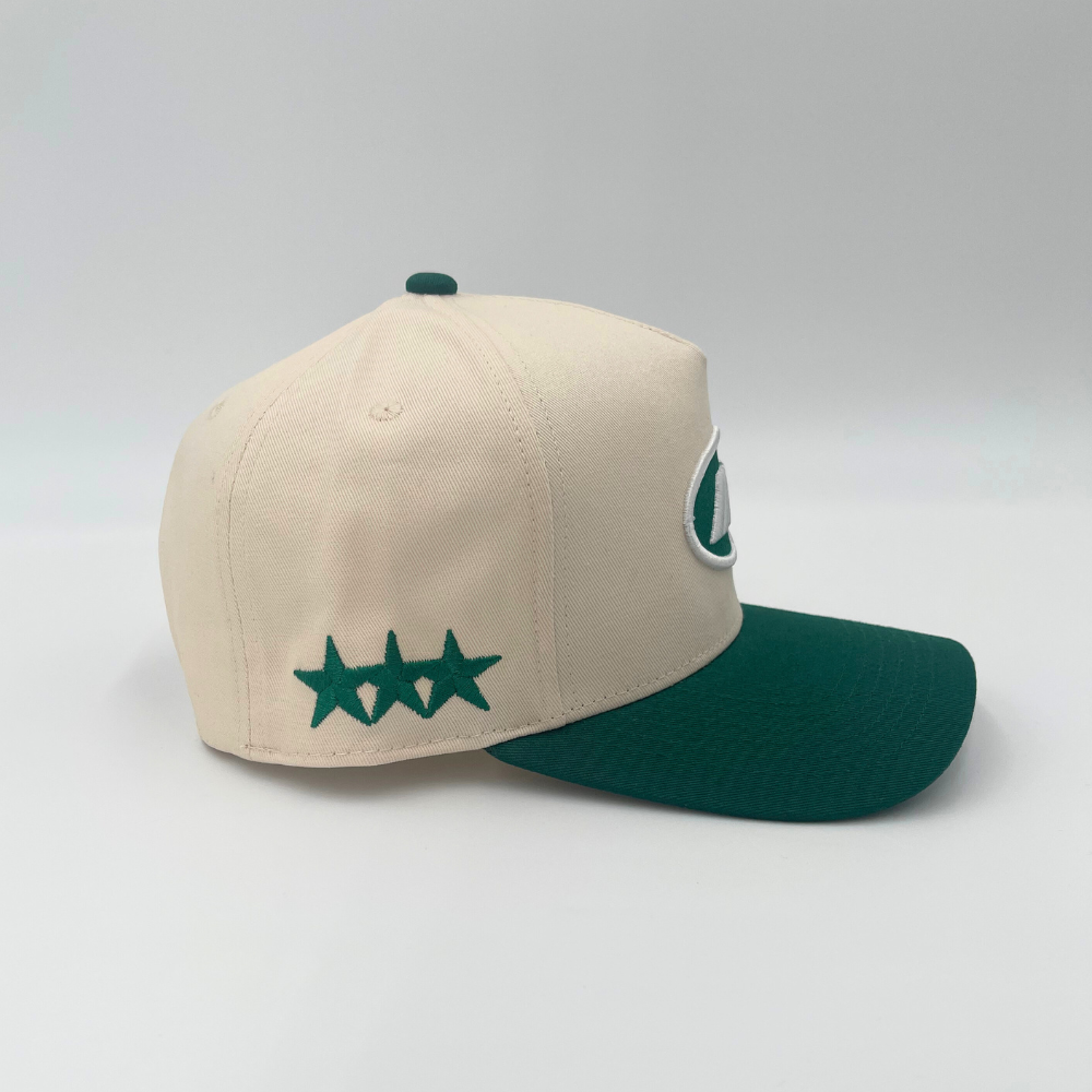 INV Staple Logo Snapback || Cream / Green