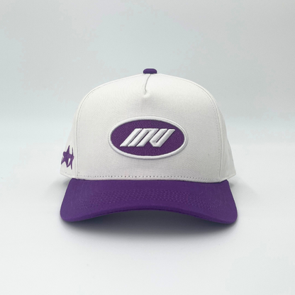 Invincible Exclusives INV Staple Logo Snapback || White / Purple