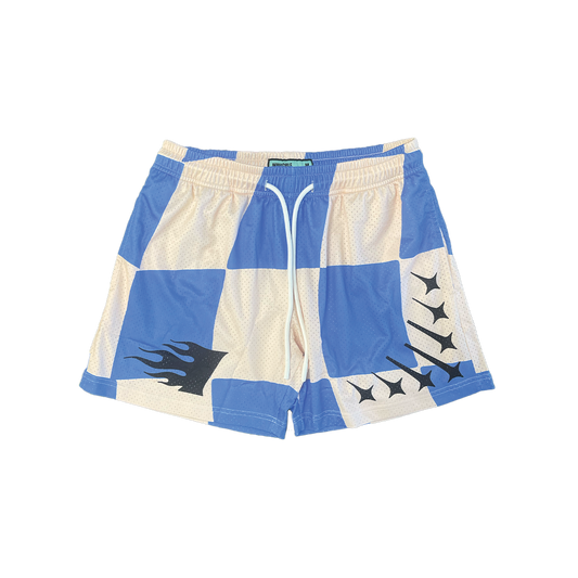 Invincible Exclusives Blue Checker Mesh Shorts | Streetwear / Athletic Mesh Shorts