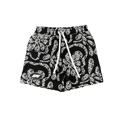 Floral Wave Swim Shorts || Black by Invincible Exclusives Mens Swimwear