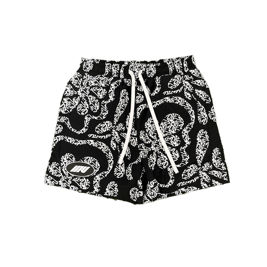 Floral Wave Swim Shorts || Black by Invincible Exclusives Mens Swimwear