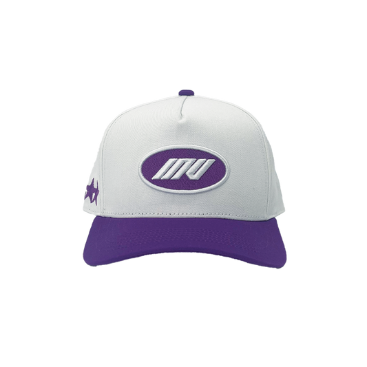 Invincible Exclusives INV Staple Logo Snapback || White / Purple