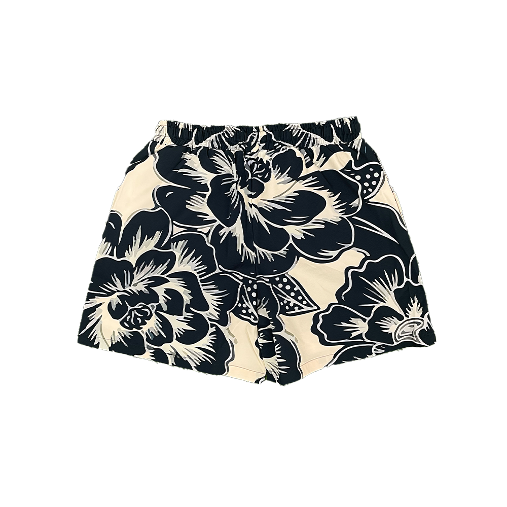 Tropic Flower Swim Shorts || Black - Invincible Exclusives Mens Swimwear