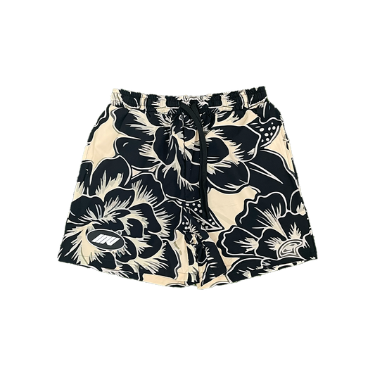 Tropic Flower Swim Shorts || Black - Invincible Exclusives Mens Swimwear