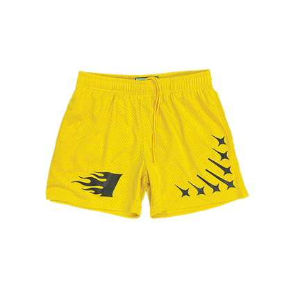 Staple Mesh Shorts || Yellow Gold - Invincible Exclusives Streetwear 