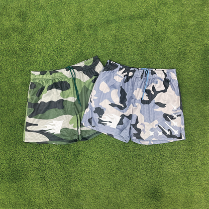 Invincible Exclusives Army Camo Green and Blue Mesh Shorts - Premium Streetwear Brand