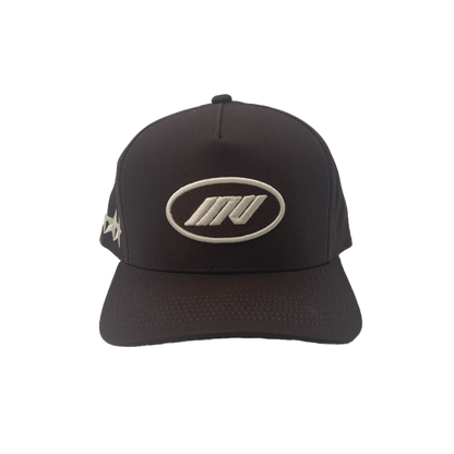 INV Staple Logo Snapback || Brown / Cream