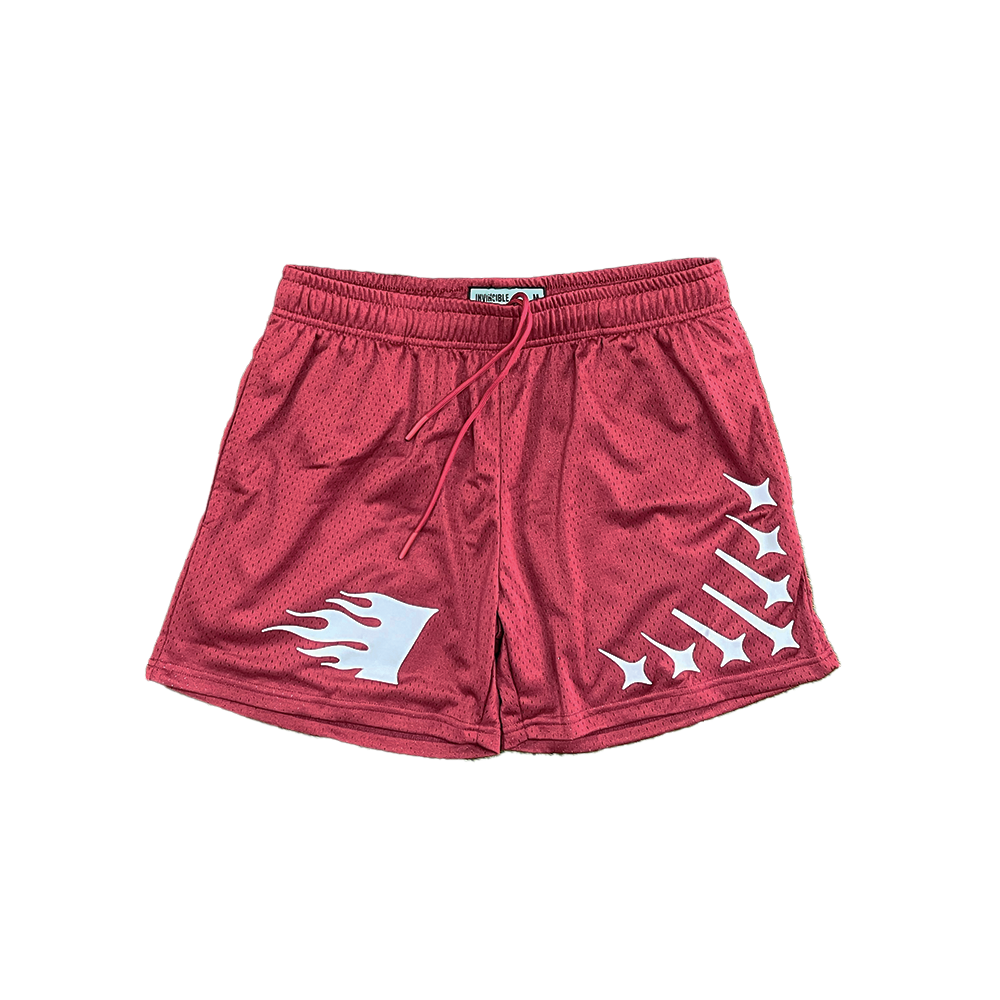 Invincible Exclusives Staple Mesh Shorts || Burgundy