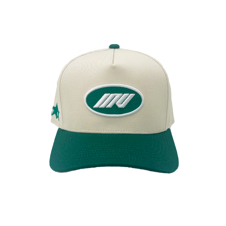 INV Staple Logo Snapback || Cream / Green