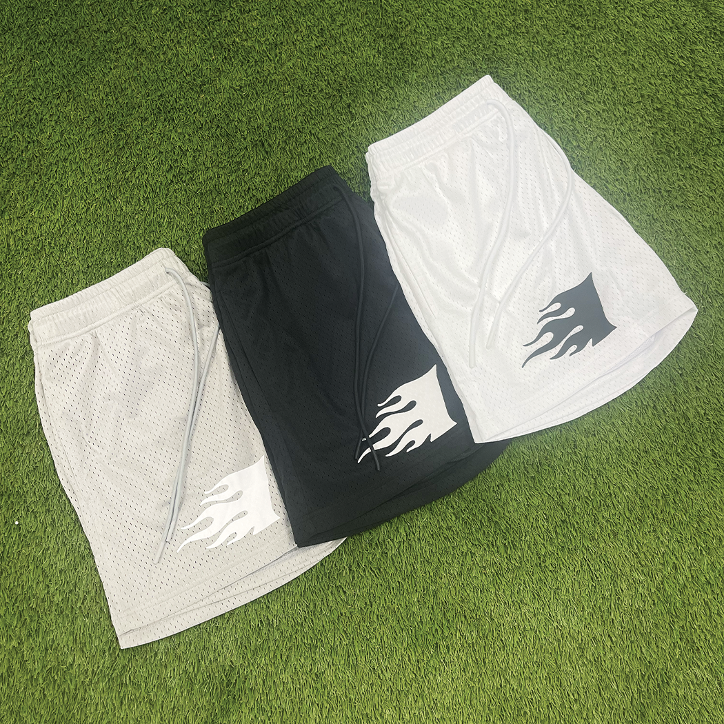 Invincible Exclusives Streetwear Mesh Shorts Black, White, and Gray