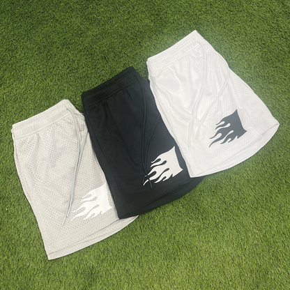 Invincible Exclusives Staple Mesh Shorts White, Black, and Gray