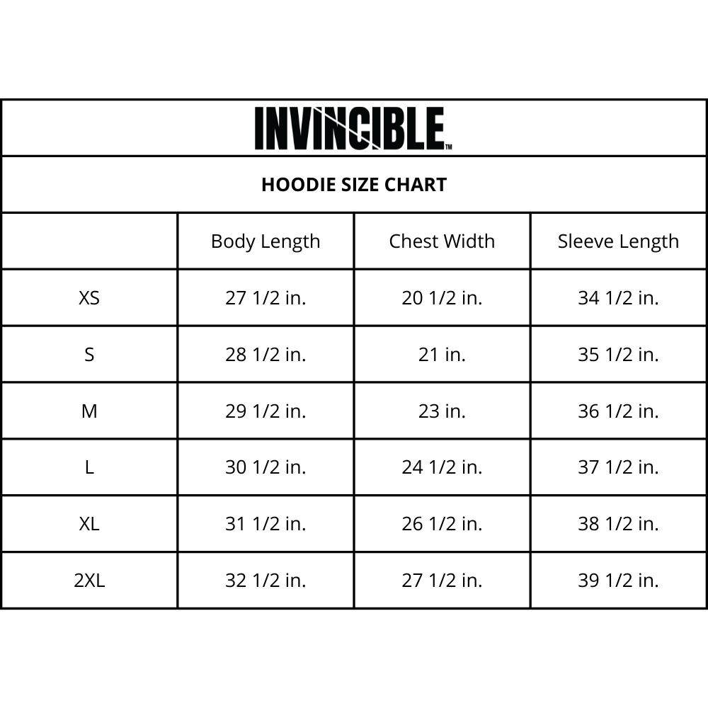Graphic Hoodie Size Chart